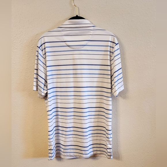 PGA Tour Men's Fine Line Print Short Sleeve Golf Polo Shirt Gray Blue Green - Picture 7 of 10